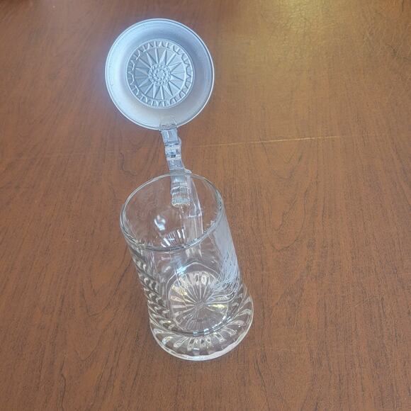 Glass Beer Stein Salem Ship Grand Turk 1786 ALWE W Germany Tankard Pewter Lid - Picture 9 of 14